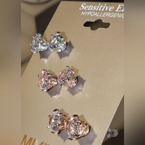 Mixit Silver and Pink Stud Earrings Set
